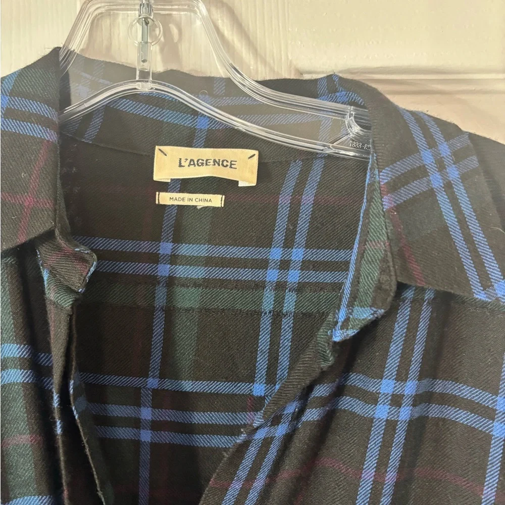 L’AGENCE flannel Plaid Tie-Front Dress size 4 women’s - Picture 3 of 3